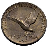 Vaticano, 10 Centesimi 1946, R!