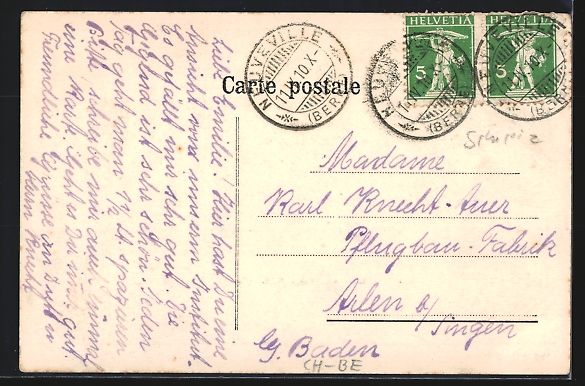 Cartoline postali: AK Neuveville, Institution Péter, 1910 – Usato da Berlin venduto da bartko-reher 1