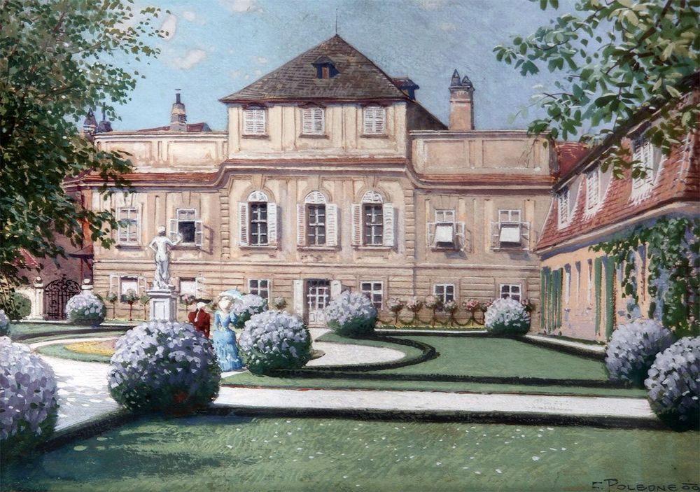 FRANZ POLEDNE – Barockschloss Mit Park, Aquarell 1909 | Kaufen Auf Ricardo