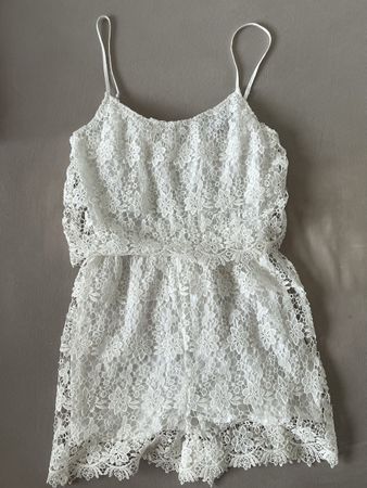 Damen Kurzoverall Spitze weiss