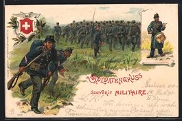 Litho Soldatengruss, Schweizer Infanteri
