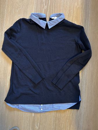 Pull Esprit bleu marine avec col chemise, taille M ✨