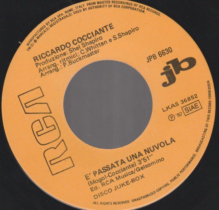Dischi in vinile: 7 " juke box COCCIANTE RICCARDO / GIANNI MORANDI E' PASSATA – Usato da Vezia venduto da Aquarius_Age
