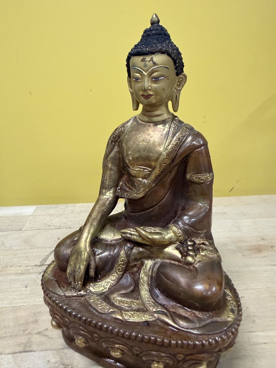 Statuette: Buddha Figur Messing Sitzend mit Sockel antik – Usato da Strengelbach venduto da RaenAntikDesign 6