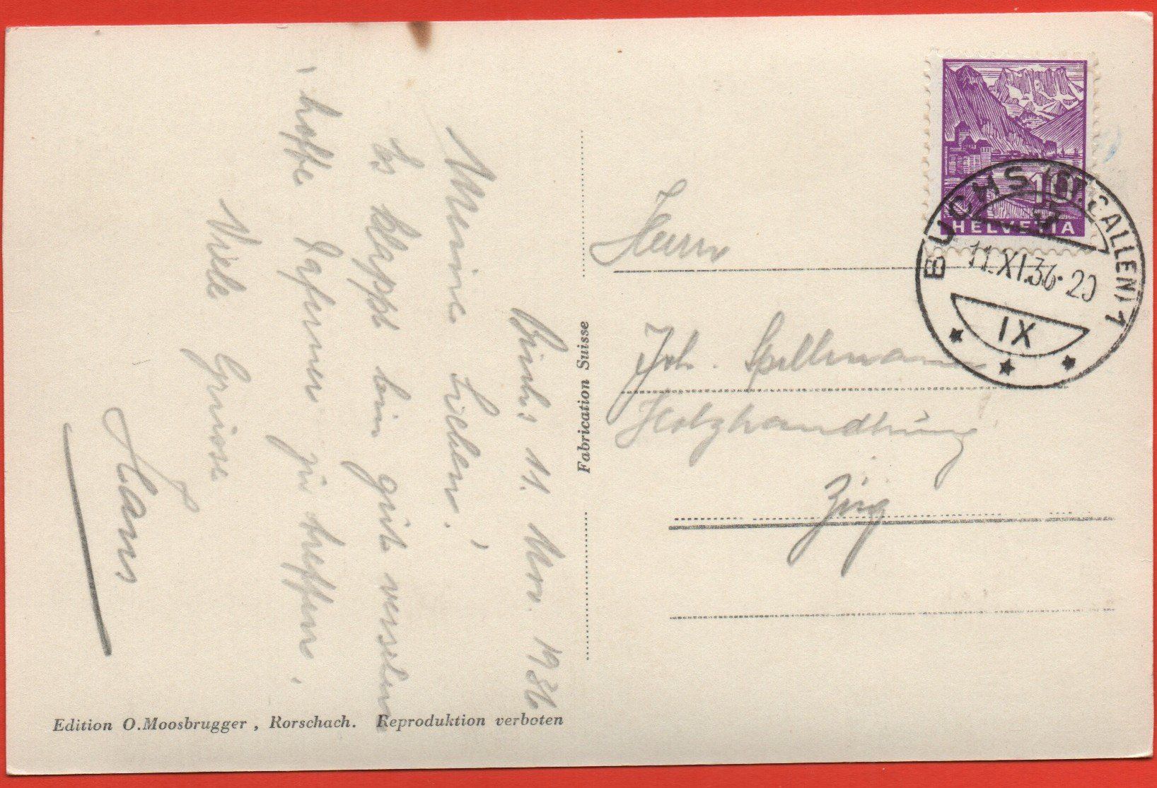 Cartoline postali: BUCHS Schloss & Städtchen Werdenberg mit Kreuzbergen – Usato da Jona venduto da philajona 1