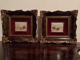 Coppia dipinti miniature su madreperla 