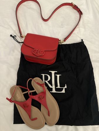 Rote Ralph Lauren Handtasche SET neuwertig, Sommer-Accessoir