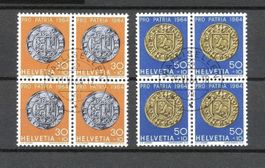 Pro Patria Viererblöcke 1964-78 gestempelt