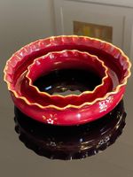🌹 Vase Bas Italien Années 60 Rouge Pourpre Peint Main