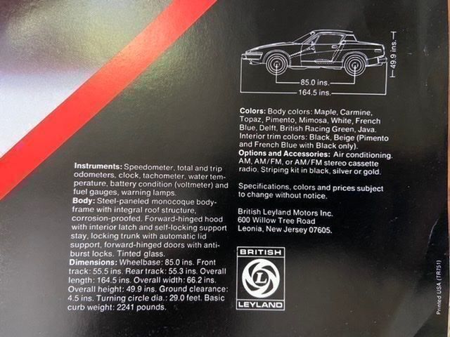 Triumph Dokumente: TRIUMPH TR7 1975 Grossformat-Prospekt Markt USA englisch – Gebraucht aus Langenthal von Andreasdavidk 3
