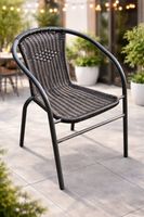 Rattan Stuhl schwarz - stapelbar - mit Armlehnen