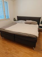 Lit boxspring 180x200 cm gris avec surmatelas