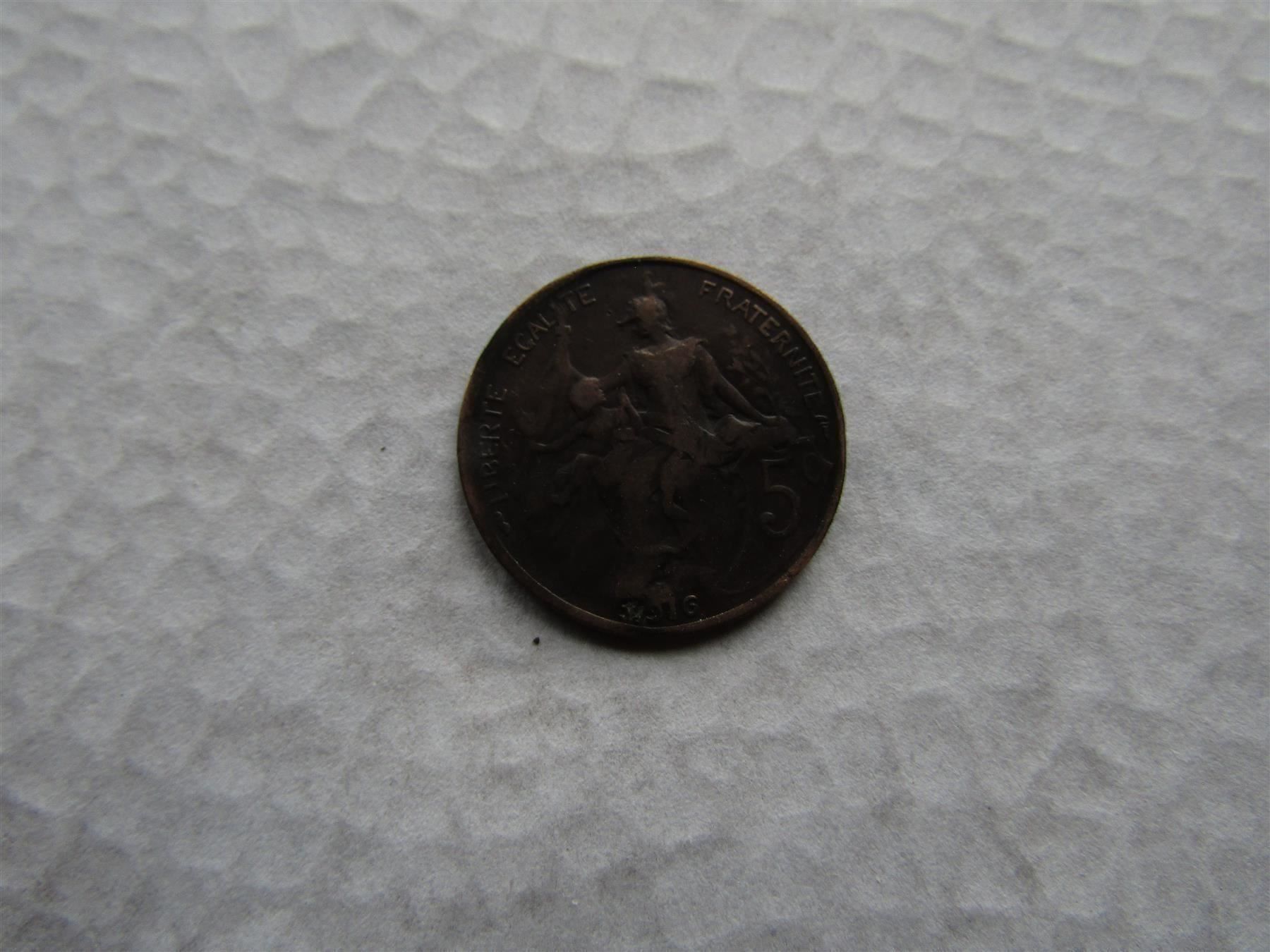 Tutti le monete: 5 Cent Frankreich 1916                               (Nr.13) – Usato da Herzogenbuchsee venduto da Winigo