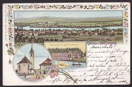 Döttingen farbige Lithografie 3 Bilder Gasthof Ochsen Kirche