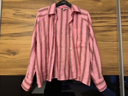Next- Hemdbluse - pink brown Grösse 34. NEU! 100 % Leinen.