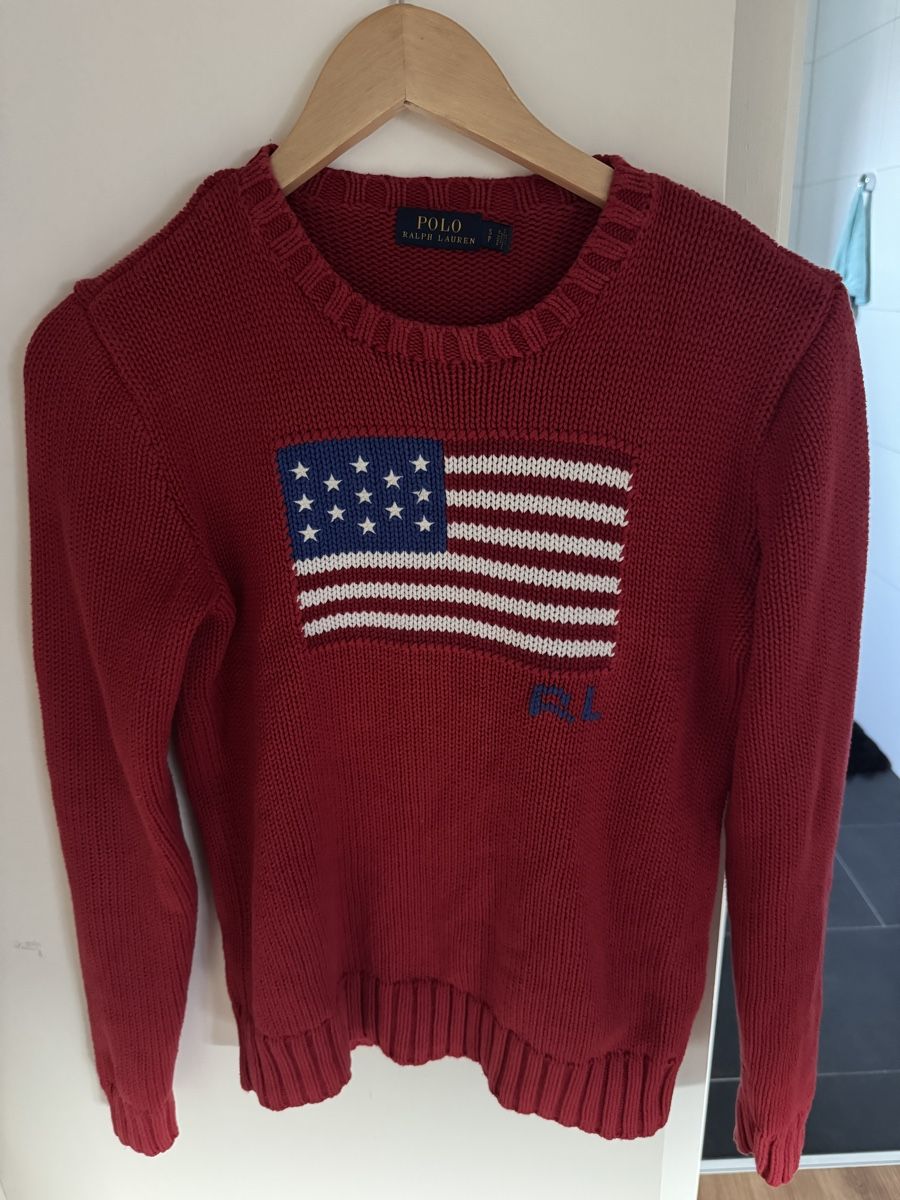 Ralph Lauren Pullover & Sweatshirts: Polo Ralph Lauren Baumwollpullover, USA Flagge, Gr. S – Gebraucht aus Scuol von SilvanaE14