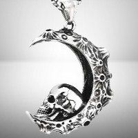🖤🌙 Gothic Vintage Anhänger: Moon Skull 🦴🔥