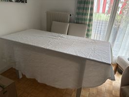 100 % Reines Leinen Rundtischtuch – Naturweiß – Ø 262 cm – T