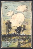 Handgemalt sign. Carl O. Arends: Landsch