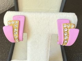 ✨Ohrringe Vintage, rosa mit Strasssteinen, Clips