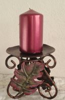 Antiker Kerzenständer Herbstblätter, 3 farbig, 13 cm hoch