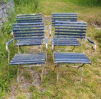4x original Gartenstuhlklassiker aus Metall und Holz