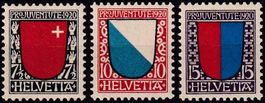 1920, Pro Juventute "Wappen" Nr. J15-17, sauber postfrisch**