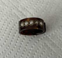 Alter Schildpatt Fingerring mit Perlen