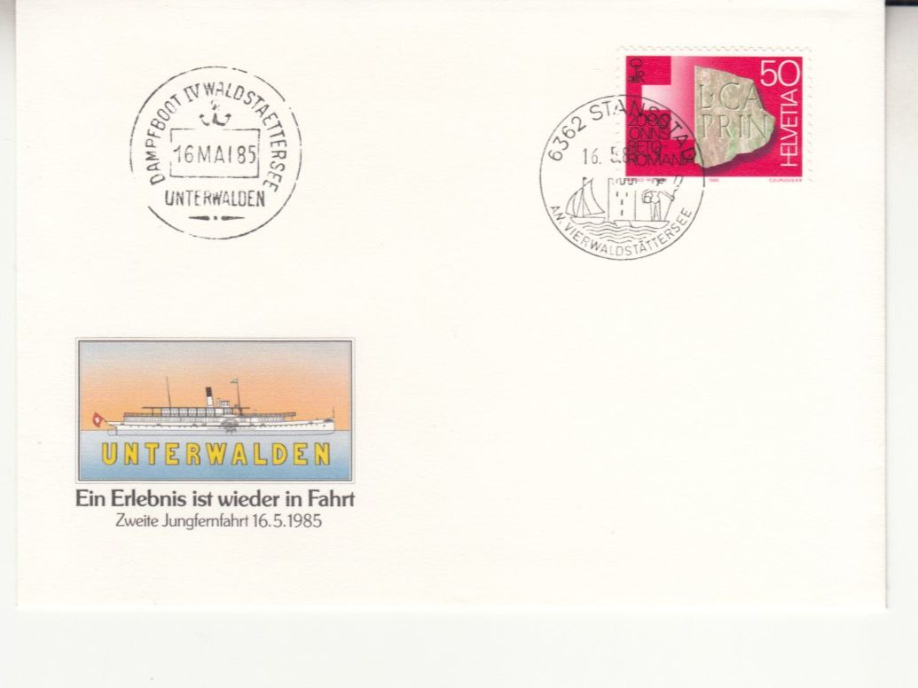 Alle Briefmarken: Dampfboot Unterwalden 2. Jungfernfahrt 1985 – Gebraucht aus Bürglen TG von StampGraf