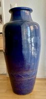 Grosse Keramik Vase dunkelblau mit Muster guter Zustand