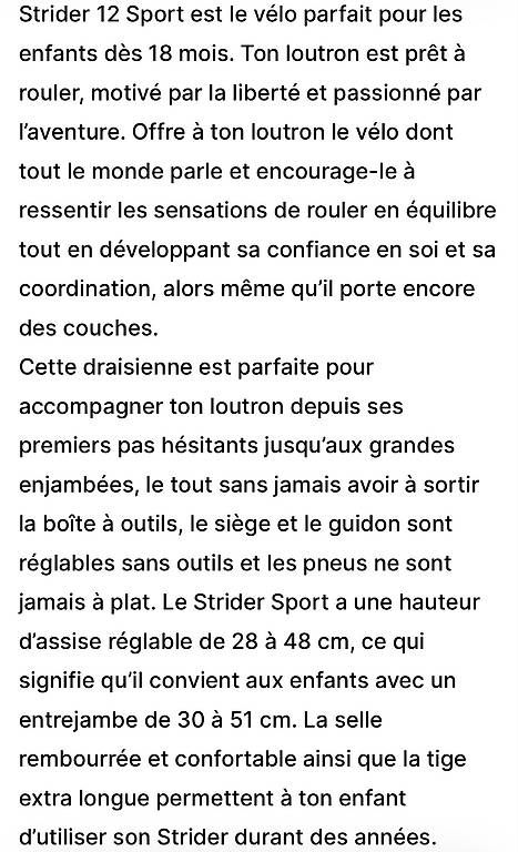 Biciclette: Strider draisienne 12 sport – Usato da Rueyres venduto da cto_p9nj 2