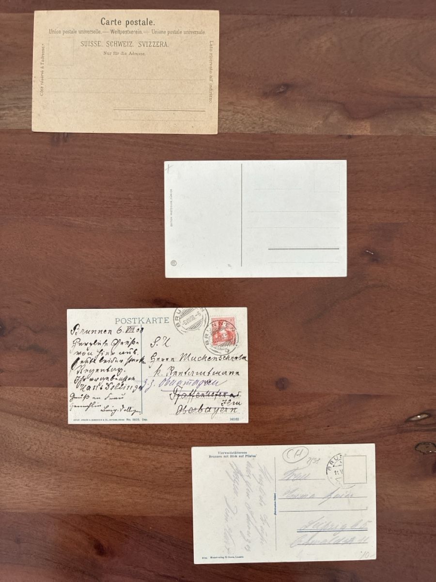 Cartoline postali: 4 Ansichtskarten Schweiz von Brunnen SZ – Usato da Oftringen venduto da Cla.vD.74 1
