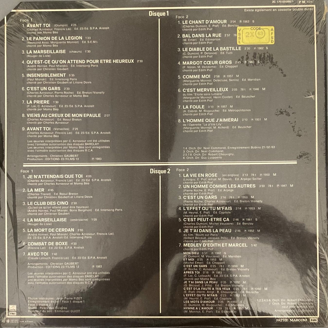 Dischi in vinile: MUSIQUE DE FILM - EDITH ET MARCEL – Nuovo e nell'imballaggio originale da Poliez-Pittet venduto da Newtown-Records 1