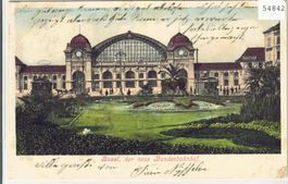 Basel - der neue Bundesbahnhof - Litho