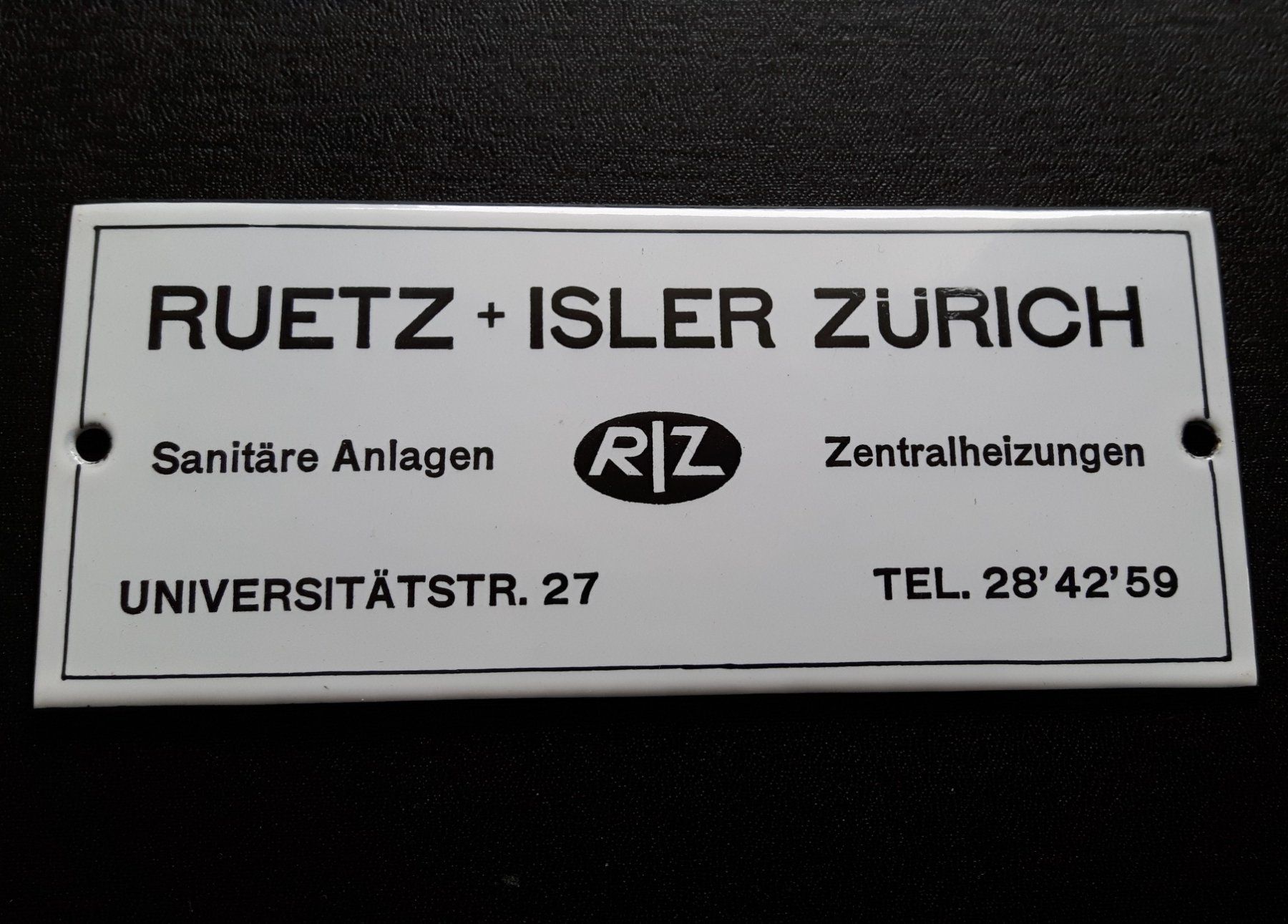 Schilder: RUETZ + ISLER ZÜRICH – Gebraucht aus Zürich von