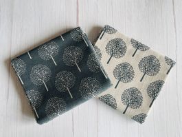 2 Grands coupons de tissu assortis - Pommiers gris et écru