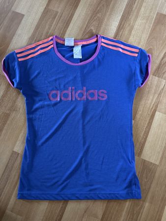 Adidas Mädchen T-Shirt Grösse 164 blau/pink 