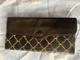Longchamp Portemonnaie, braun-gold gemustert, zeitlos chic