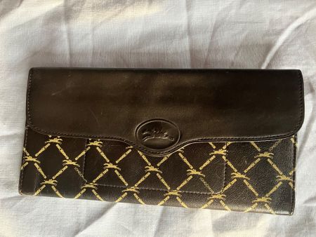 Longchamp Portemonnaie, braun-gold gemustert, zeitlos chic