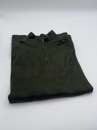 Dunkelgrüner Herren-Pullover mit Reissverschluss, Grösse L