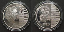 FRANKREICH 1 1/2 Euro 2005 FREDERIC CHOPIN Silber, SELTEN!