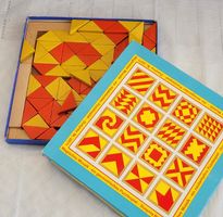 🩵💛 70er Jahre Holzmosaik geometrisches Holzpuzzle 