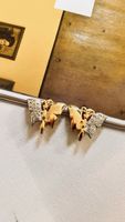 Orecchini vintage donna farfalla oro con strass