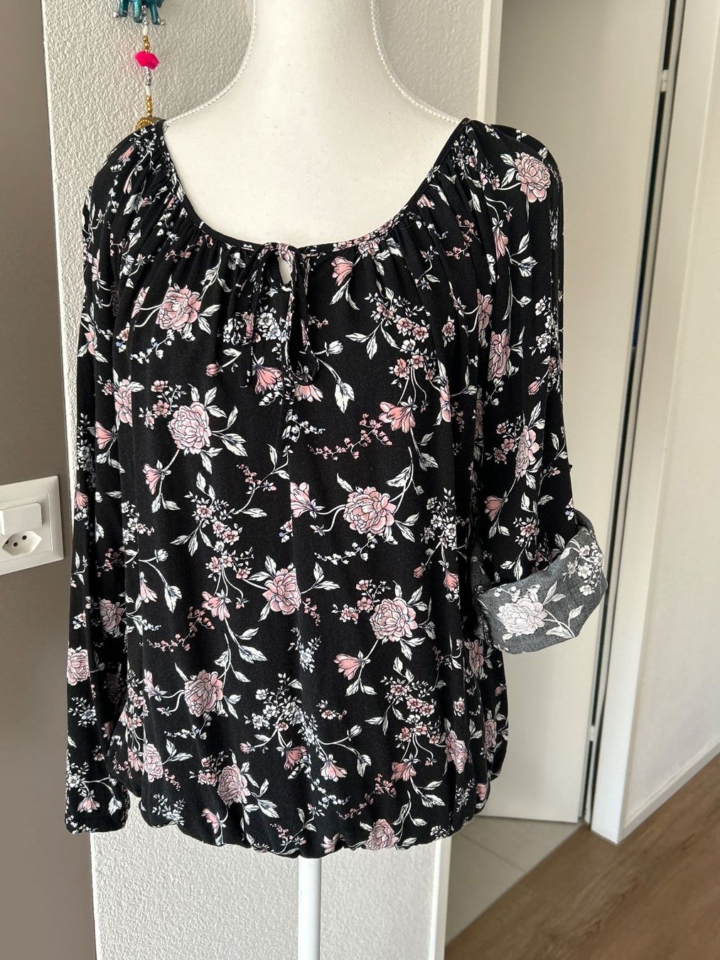 Camicette: Langarm Blusenshirt schwarz mit Muster von Chicorée Gr. M – Usato da Brunnen venduto da Nala2929 3