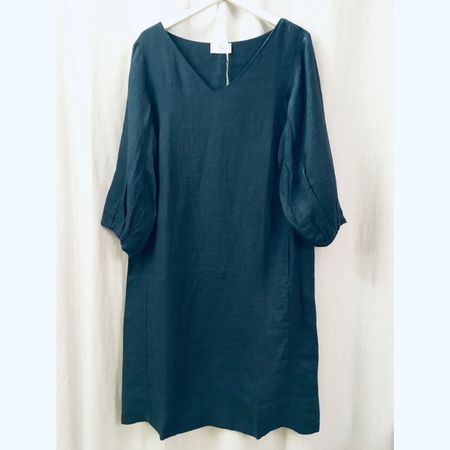 Fratelli M Leinen Kleid Tunika LA V Ausschnitt marine Gr S