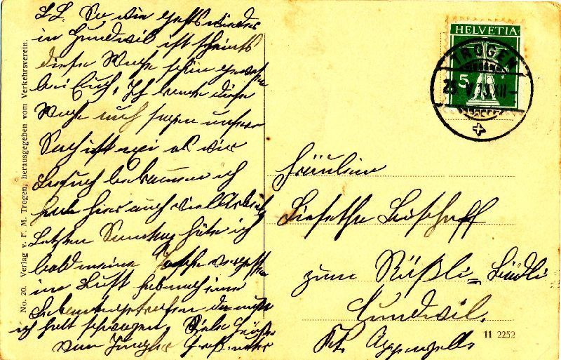 Cartoline postali: Trogen mit dem Alpstein + 1913 – Usato da Emmenbrücke venduto da teestube 1