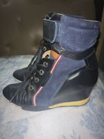 Bally wedge sneakers dark blue leather used condition