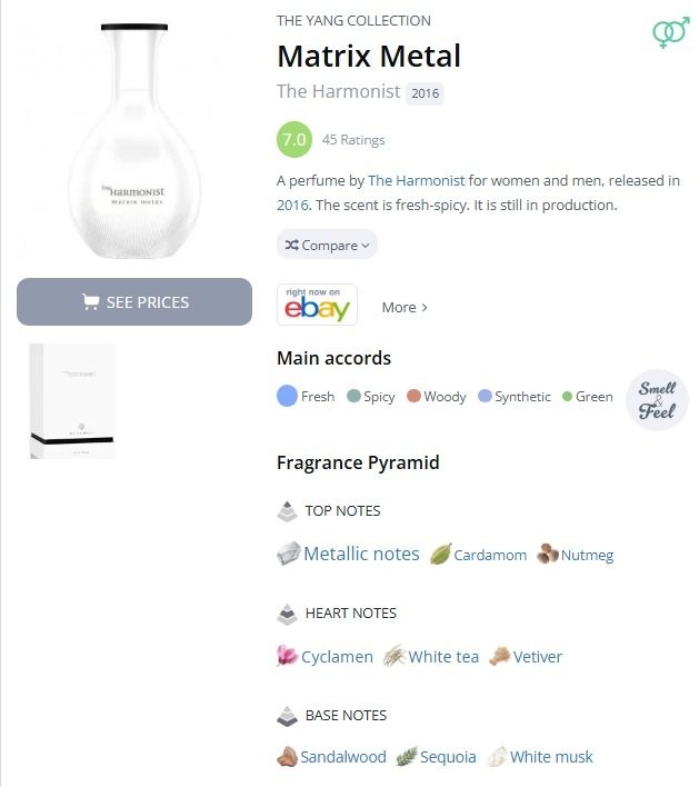 Parfum & Eau de Toilette: Decant Matrix Metal – The Harmonist – Gebraucht aus Lausanne von Andonia 1
