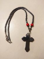 Hämatit- Karneol Kette mit Kreuz