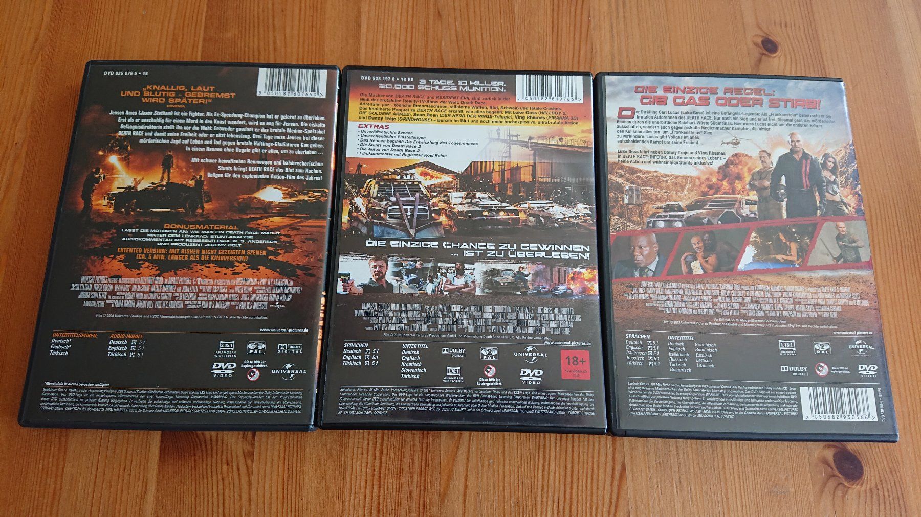 Tutti i DVDs: DEATH RACE 1 bis 3 auf DVD – Usato da Wilderswil venduto da Exebub 1